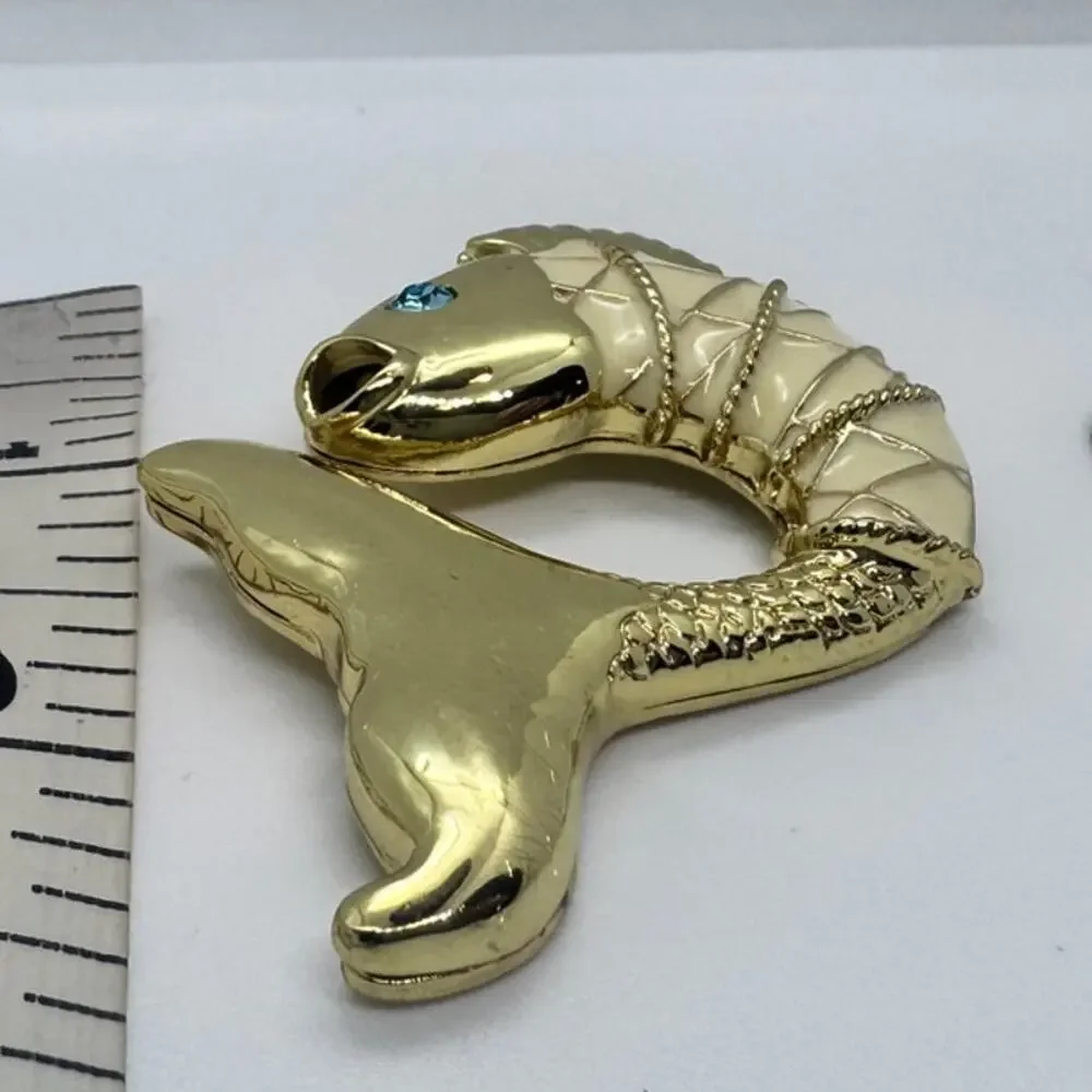 Lilly Pulitzer Koi fish brooch / necklace * gold tone preppy, coastal, nautical